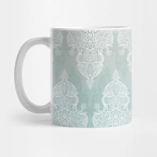 Lace & Shadows - soft sage grey & white Moroccan doodle Mug